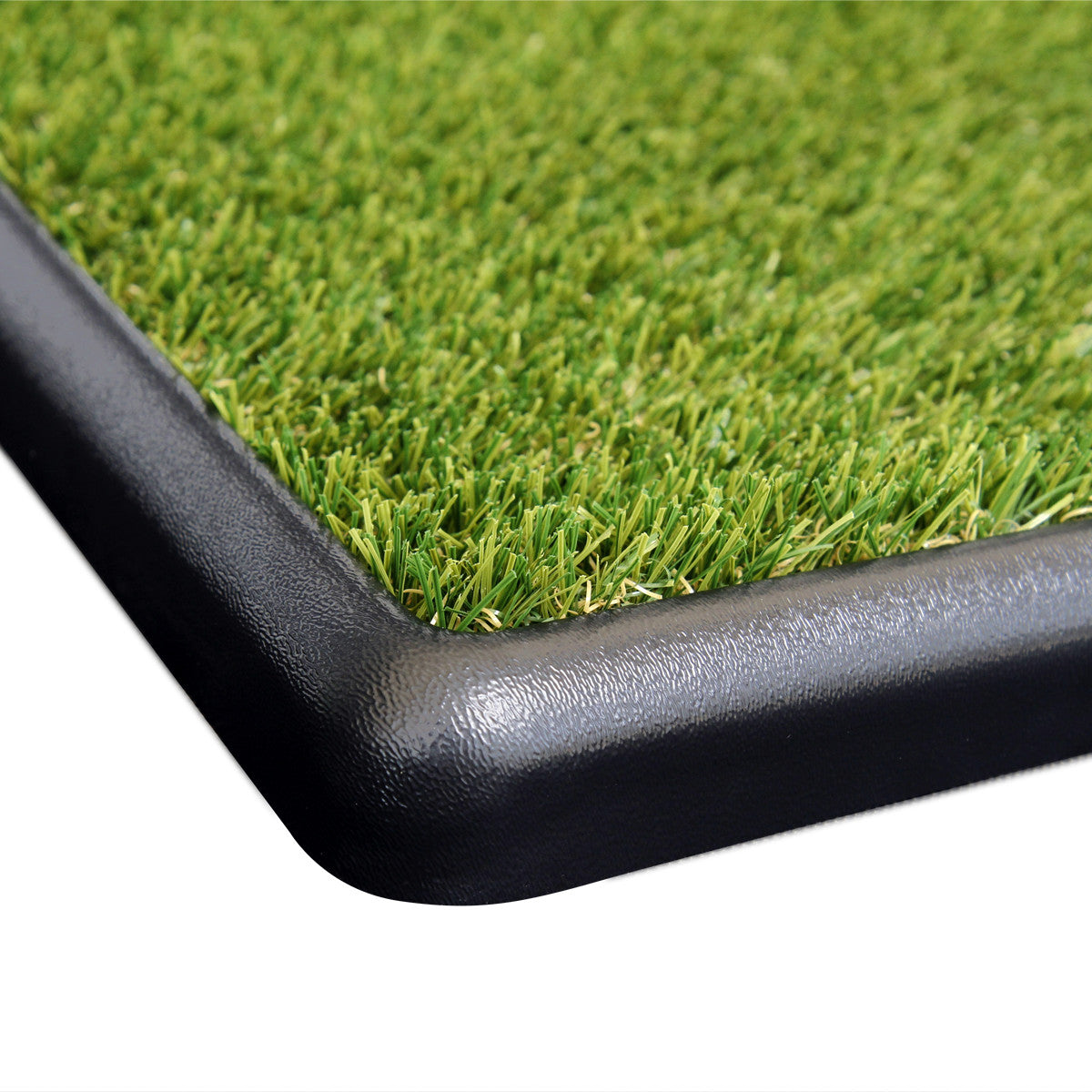 Grass sits flush with the top of the tray